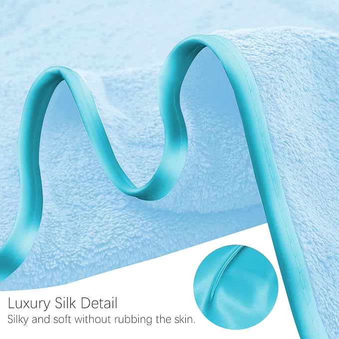 TENSTARS Silk Hemming Hand Towels for Bathroom - Quick Drying - Ultra Soft Microfiber Absorbent Towel for Bath Fitness, Gym, Shower, Hotel, and Spa - 16x28 Inch | Set of 6, Aquamarine