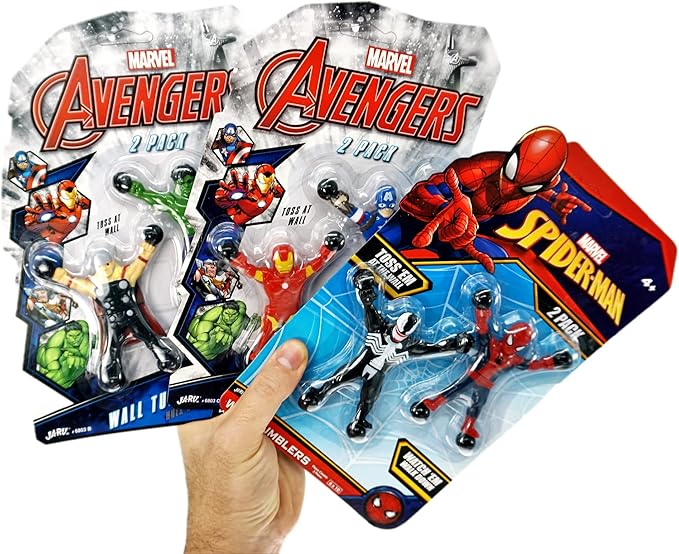 JA-RU Spiderman & Venom Window Crawler Wall Climbers Rolling Sticky Toys (1 Pack with 2 Figures) Marvel Avengers Superheroes Fidget Toy. Wacky Games Pinata Toys A-6803-1