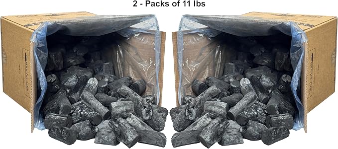The Bincho Grill Classic Binchotan Charcoal 22lbs (2-Packs of 11lbs)– 100% Natural Hardwood for Japanese BBQ, Yakitori & Charcoal Grills. High Heat, Clean Burn, Low Smoke, No Spark