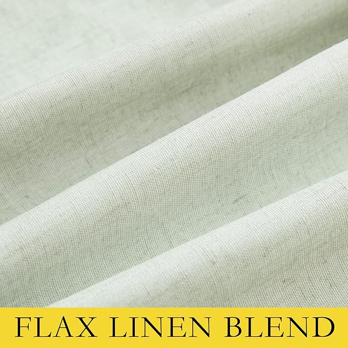 NICETOWN Light Green Linen Kitchen Draperies Completely Shaded, Privacy Protection & Noise Reducing Rod Pocket & Back Tab Drapes, White Lined Insulated Window Treatment Curtains(2 Pieces, W52 x L63)
