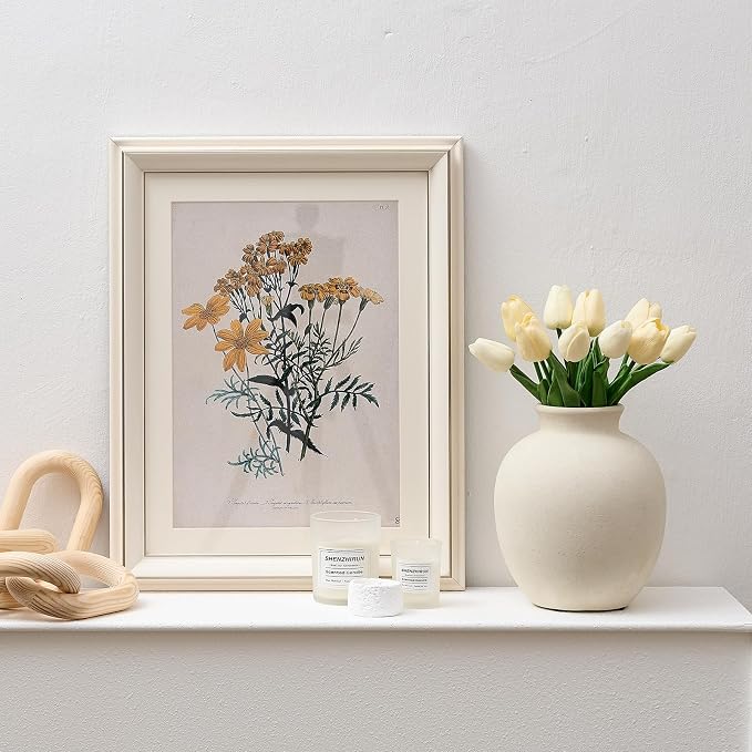 SIDUCAL Ceramic Decorative Flower Vase | 7.48 Inch Pottery Rustic Farmhouse Boho Vase for Home Decor, Table, Living Room, Bathroom, Coffee Desk, Shelf, Mantel Decoration, Wedding, White