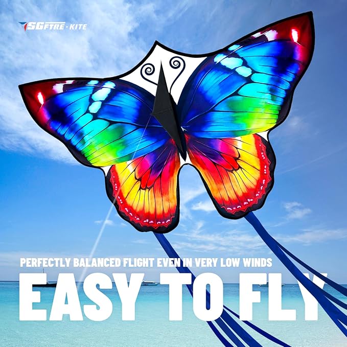 Beautiful Butterfly Kites for Kids & Adults Easy to Fly，Kites for Beach Trip Park Family Outdoor Games and Activities (Sparkling Butterfly)