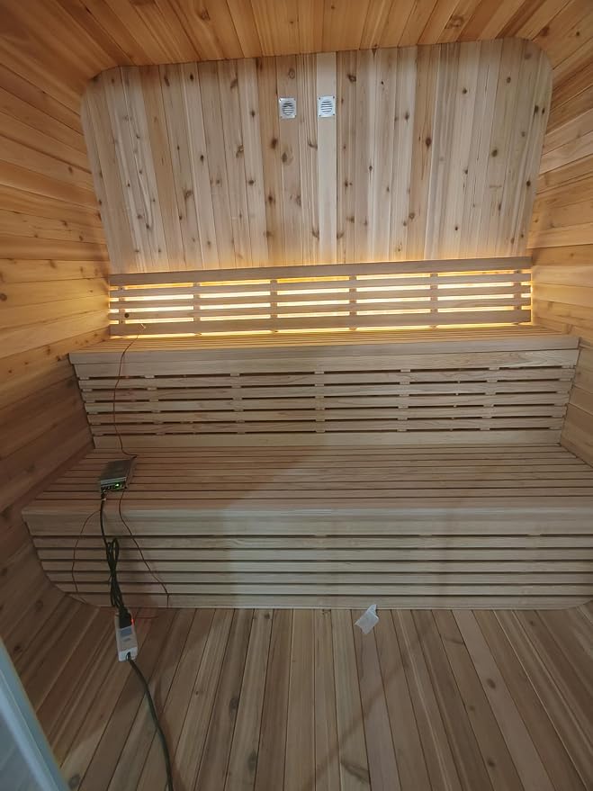 Outdoor Cube Sauna Rooms,2person Canadian Cedar Steam Saunas,54x56x80 H Panoramic Large Space,4.5KW Electric Stove Durable,Easy to Install