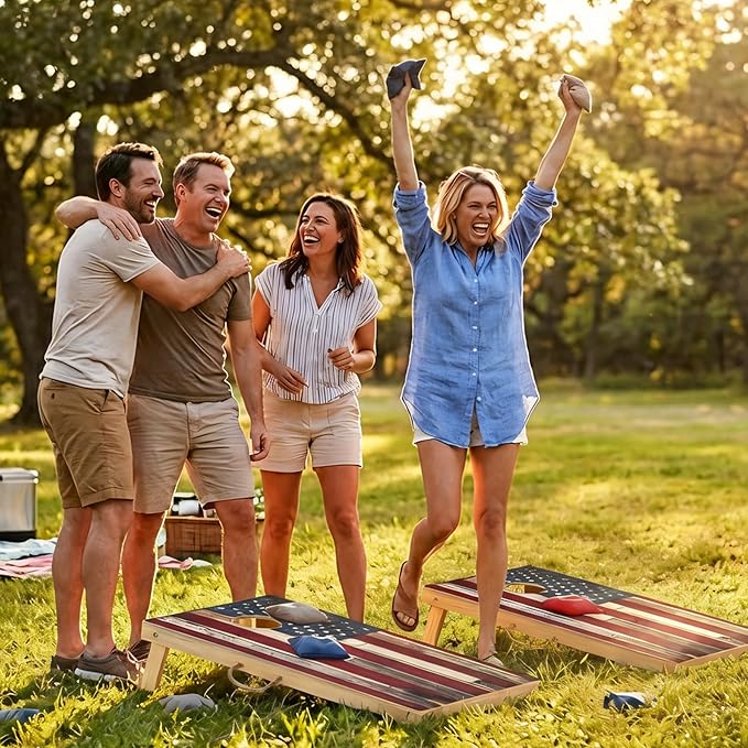 Sportdo 4x2 ft Solid Wood Cornhole Set with 8 Bean Bags, Regulation Size Cornhole Board Set for Adults, Cornhole Game Set for Tailgate Backyard Toss Games Indoor&Outdoor Activities