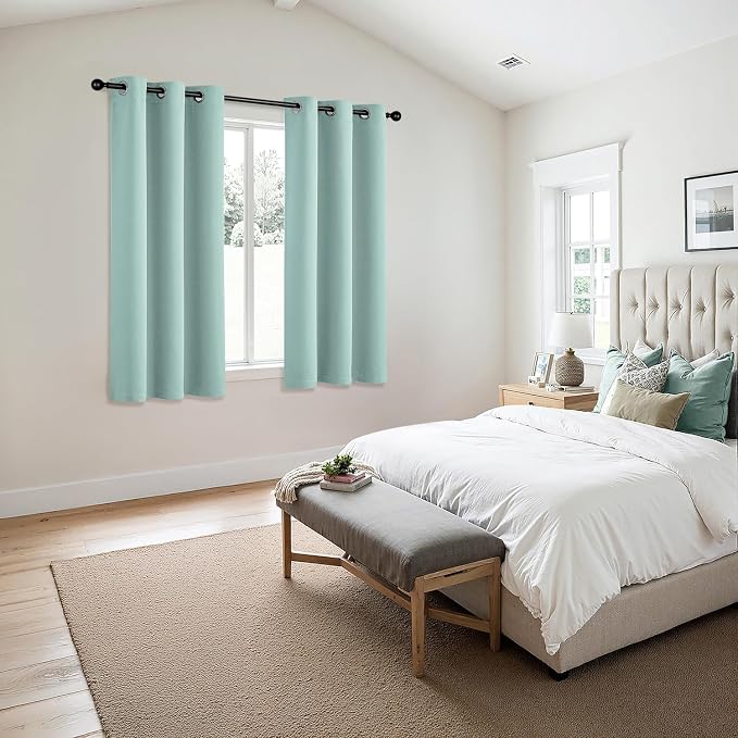 MIULEE Blackout Curtains for Bedroom 2 Panels 40 x 54 Inch Long Aqua | Thermal Insulated, Living Room Darkening Grommet Drapes, Noise Reducing, Light Blocking Window Treatments