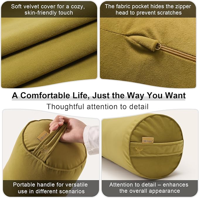 Body Pillow for Adults,Long Round Pillow,Big Cylindrical Pillow,Large Full Bolster Pillows for Side Sleepers (Golden Yellow, 59"*7.87")