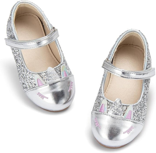 THEE BRON Mary Jane Ballet Flats - Girls' Dress Shoes with Hook & Loop Closure