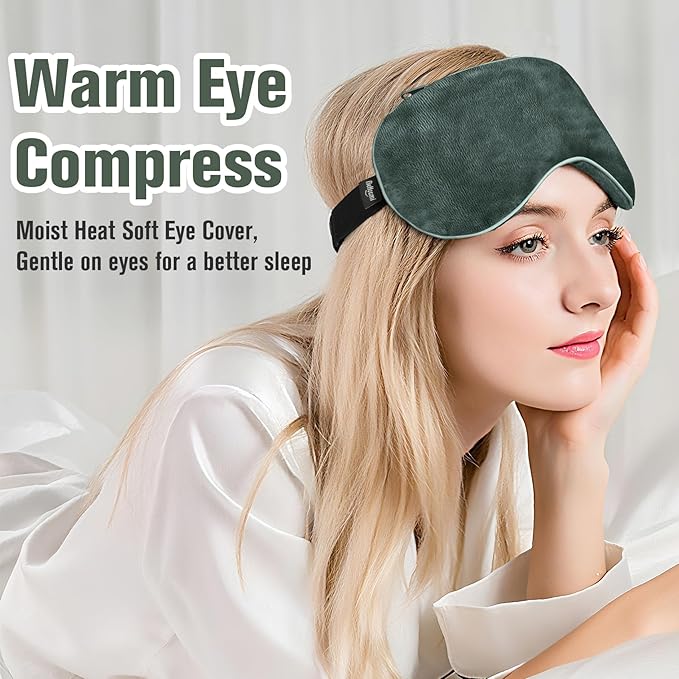 BeHoomi Heated Eye Mask, Weighted Sleep Mask Warm Compress for Eyes, Cooling Eye Mask for Sleeping, Reusable Eye Masks for Home, Office, Hot and Cold for Eye Relaxation, Mothers Day Gifts (Grey)