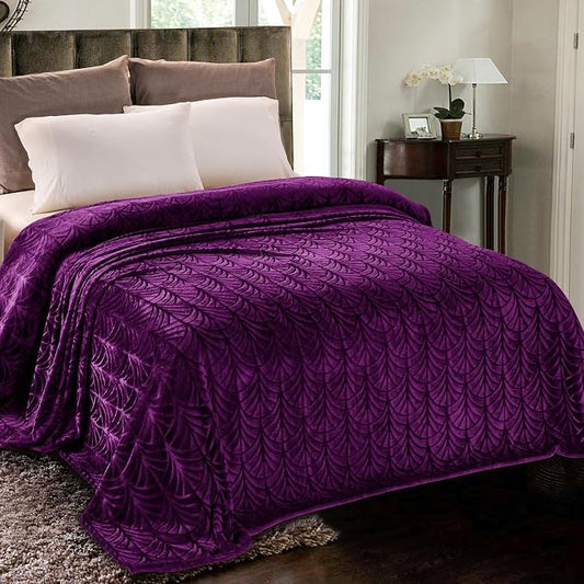 Whale Flotilla Soft Flannel Fleece Twin XL Size Blanket for Bed, Purple | 90"x66" Cozy Lightweight Breathable Coverlet, Plush Fluffy Bedspread, Vintage Pattern Decorative Blanket for Dorm, All Season