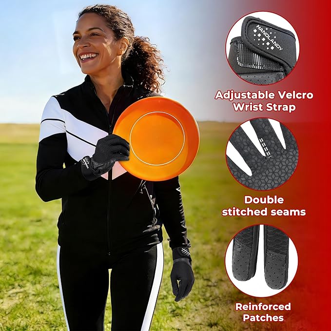 HANDLANDY Ultimate Frisbee Gloves – Flying Disc Gloves for Adults and Youth with Consistent Grip, Lightweight Breathable Fit, Perfect for Throws, Catches, and Disc Sports