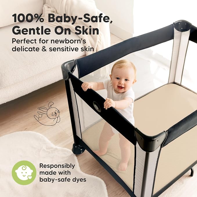 Pack and Play Sheets Fitted - 2-Pack Mini Crib Sheets for Pack N Play Mattress 38x26, Soft & Cozy, Neutral Toddler Playard Bedding, Snug Fitted Mini Baby Crib Mattress Cover Boy, Girl (Rust)
