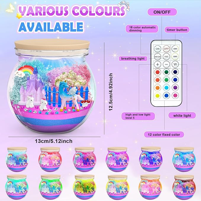 CS COSDDI Unicorn Gifts for Girls Age 3-9, Craft Kits for Kids Age 3-8 Unicorn Toys Birthday Presents, Toys for 3 4 5 6 Olds Girls Make Your Own Night Light Birthday Christmas Gifts for Kids