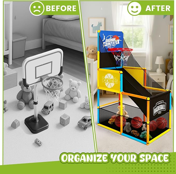 LovesTown Arcade Basketball Game Set with 4 Balls, Indoor Basketball Hoop for Kids 3 to 12 Years, Outdoor Sport Play Carnival Games Sport Toys Gifts for Boys Girls, Ideal for Competition, Toddler Toys