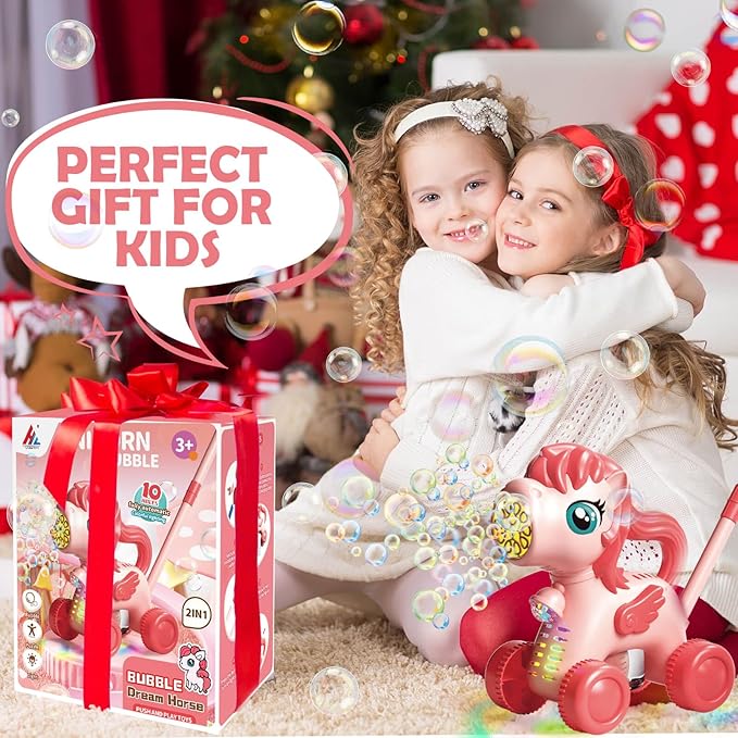Bubble Lawn Mower for Kids Toys Age 3 4 5 Year Old: Unicorn Bubble Machine for Toddlers 1-3, Backyard, Travel, Party, Outdoor Toddler Toys, Birthday Gifts for Toddler Girls