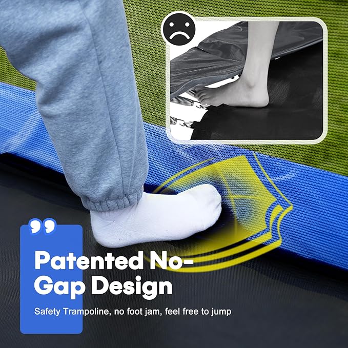 Zupapa 1800LBS Weight Capacity Rectangle Trampoline 10x17FT 9X15FT 8X14FT Outdoor Square Gymnastics Trampolines with Basketball Hoops for Kids Adults Long Large Big Rectangular Tumbling Trampolin