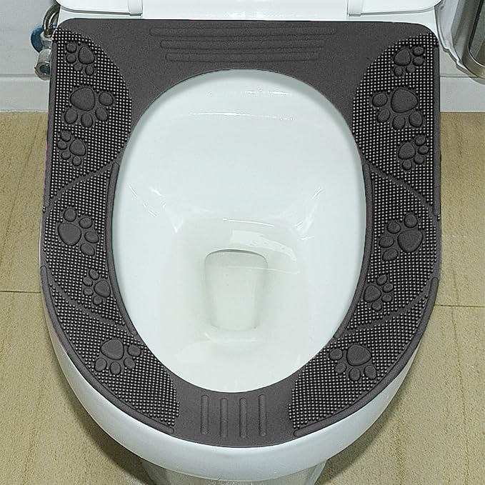 POCREATION Reusable Toilet Seat Cover, Universal Silicone Toilet Seat Cover Non Slip Washable Pad Warm for Elderly Children Light Thick (Gray)