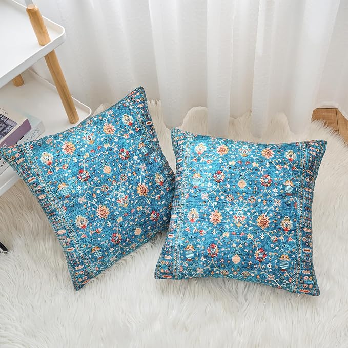 Boho Throw Pillow Covers 26x26 inch Set of 2,Boho Vintage Carpet Pattern Antique Ethnic Decor Double Sided Pattern Cushion Cover Soft Pillow Case Living Sofa Room Bed Square Pillow Cover