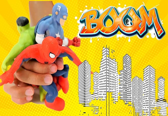 JA-RU Marvel Avengers Stretchy Toys (2 Units Assorted) Hulk, Spiderman or Captain America. Heroes Squish & Pull Toys. Calming Fidget Toy, Stress Toys for Kids & Boys Toys DEF-6900-2