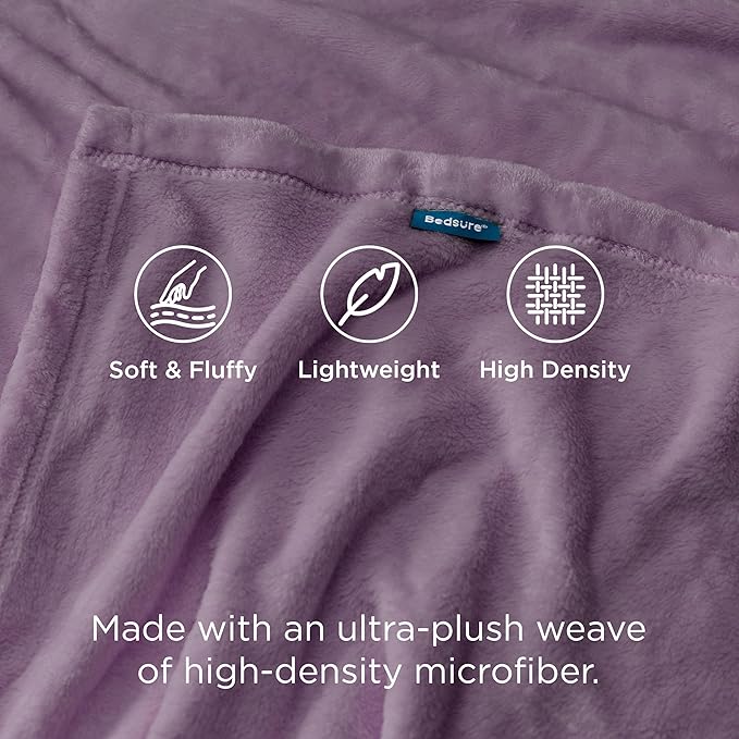 Bedsure GentleSoft Fleece Bed Blankets Queen Size Fog Purple - Soft Lightweight Plush Fuzzy Cozy Luxury Blanket Microfiber, 90x90 inches