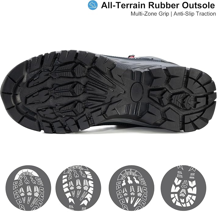 Women's Waterproof Hiking Boots Lightweight Comfortable Non-Slip Outdoor Walking Trekking Trails Boot