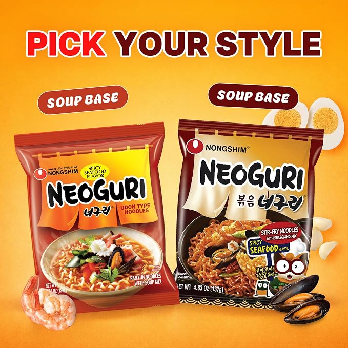 Nongshim Neoguri Spicy Seafood with Udon-Style Noodle, 4.2 Ounce (Pack of 10)