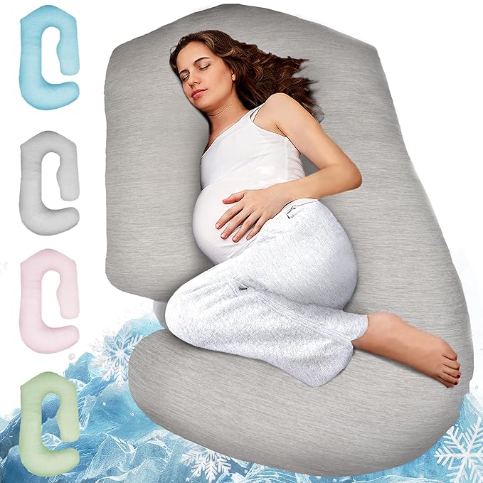 PILLANI Cooling Pregnancy Pillows for Sleeping – 57-Inch Maternity Pillow for Pregnant Women with Breathable, Removable Washable Cover – Support for Back, Belly, Neck, Legs, & Hips – Full Body Pillow