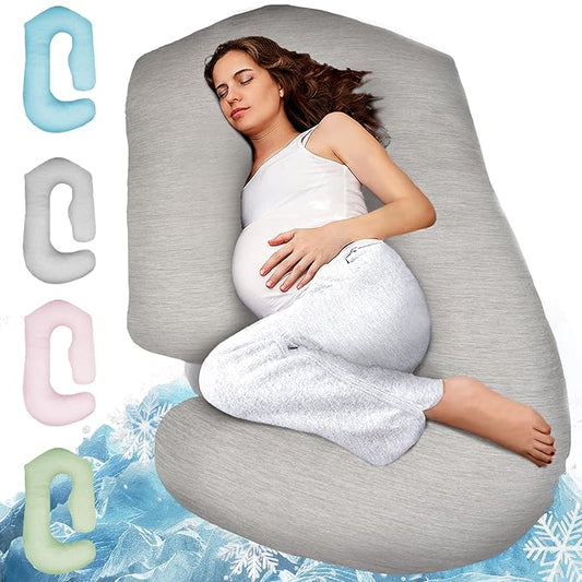 PILLANI Cooling Pregnancy Pillows for Sleeping – 57-Inch Maternity Pillow for Pregnant Women with Breathable, Removable Washable Cover – Support for Back, Belly, Neck, Legs, & Hips – Full Body Pillow