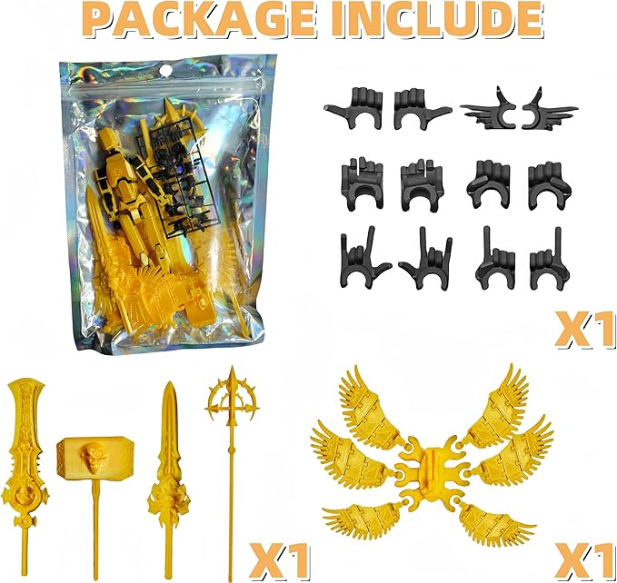 Dummy13 Action Figure Set | Pre-Assembled 3D Printed Titan and Robo Figures | Highly Articulated Robot Toys with Interchangeable Accessories | Perfect for Collectors and Hobbyists (Golden)
