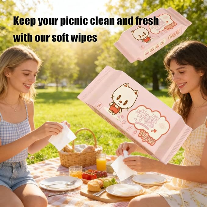 Impossibly Compact Travel Cleaning Wipes - Skin-Friendly Wet Wipes, Hypoallergenic & Unscented for Adults, Kids & Baby Care - 24 Pack Total 192 Wipes