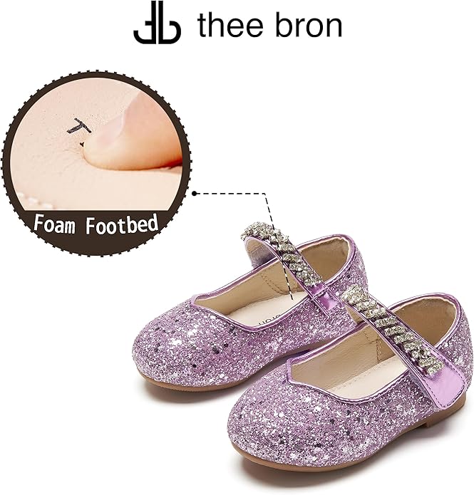 THEE BRON Mary Jane Ballet Flats - Girls' Dress Shoes with Hook & Loop Closure