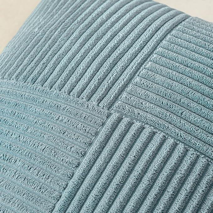 MIULEE Slate Blue Decorative Throw Pillow Covers for Couch 20x20 Inch | 2 Pack, Boho Farmhouse Pillow Covers, Soft Cross Corduroy Patchwork Textured Cushion Cases For Bed Sofa