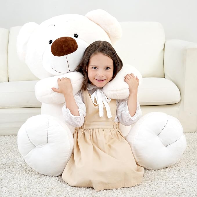 40 Inch Giant Teddy Bear Stuffed Animal, Big Teddy Bear Plush, Birthday Christmas Valentine's Gift for Girlfriend & Kids, White, 4.5 lbs