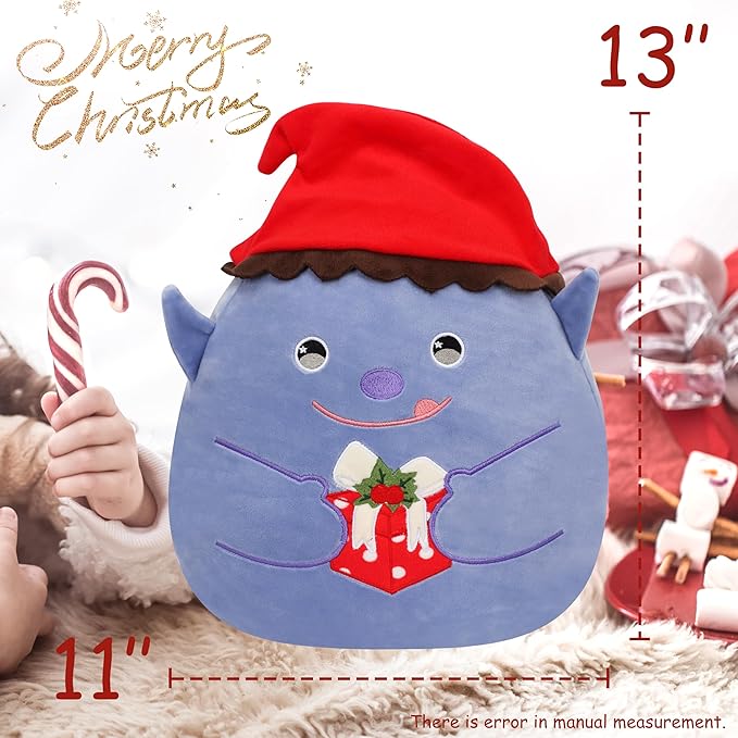 Hopearl Christmas Elf Plush Toy, Xmas Pillow Huggable Stuffed Animal, Smooth Plushies Pillow, Cute Festival Gifts for Kids Boys Girls, Soft Cute Comforting Companion, 13''