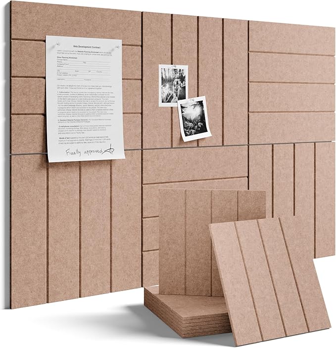 Fluxynara 36" x 24" Large Felt Bulletin Board, Terracotta | 6 Pack Cork Board Alternative with 30 Safe Adhesive Tabs, Felt Pin Boards for Wall Decor, Home, Office, Classroom, Dorm