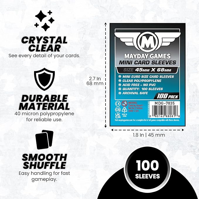 Mayday Games Mini Card Sleeve 45 MM X 68 MM pack of 100