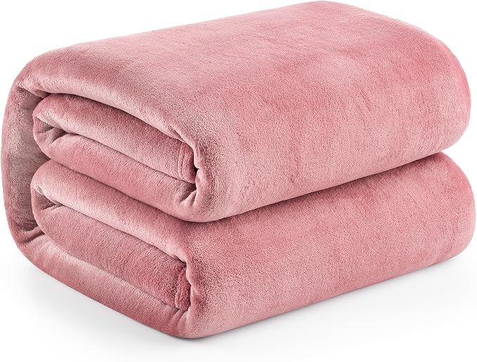 Hansleep King Fuchsia Fleece Blanket, Soft Flannel Bed Blanket | Fuzzy Cozy Blanket 90x108 Inches, Multi-use for Bed, Sofa, Couch, Travel, Camping, All Season Warm Lightweight Cover