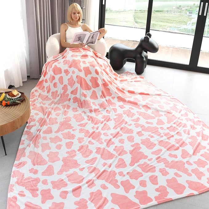 Fleece Queen Size Blanket Pink Soft Lightweight Bed Blanket Large Fuzzy Flannel Decorative for Bedroom All Season Use 90x90 Inches