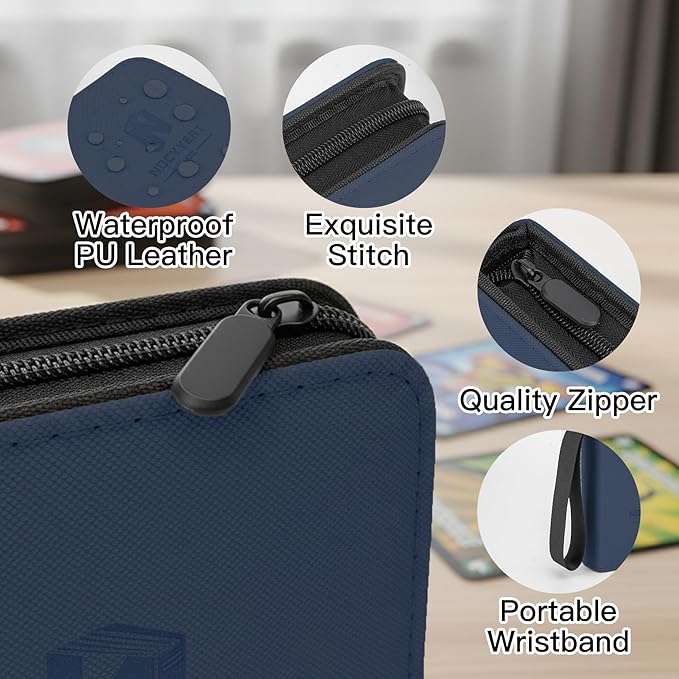 Trading Card Binder, Mini 1-Pocket Trading Card Binder with 20 Pages, Portable Card Album Holds 40 Cards for TCG, MTG, Sports Cards & Game Cards etc(Blue)