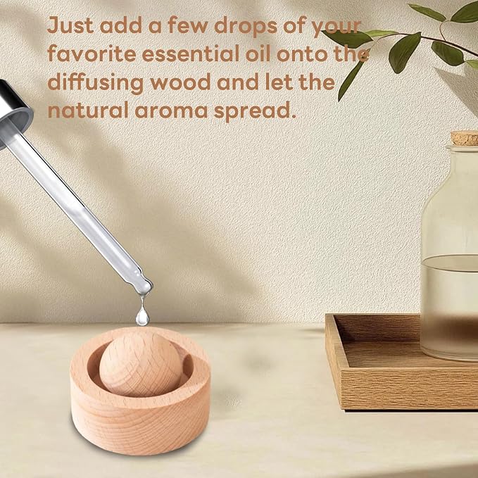 Wooden Essential Oil Diffuser - Round Ball Aromatherapy Diffuser, Walnut and Beech, for Office, Car, Yoga Hall (Beech)