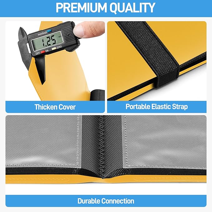 Card Binder, Upgraded 4 Pockets Trading Card Collection Binder for Cards, 160 Pockets Mini Card Book Holder Album - Yellow