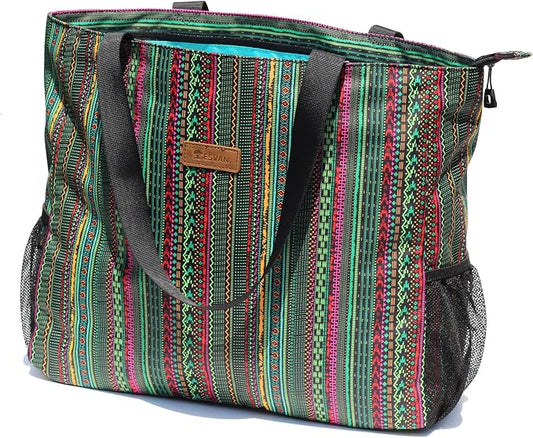 ESVAN LARGE BEACH BAG Water Resistant Lightweight 20 inch Women Oversize Tote Bag for Gym Beach Travel Pool Yoga Nurse