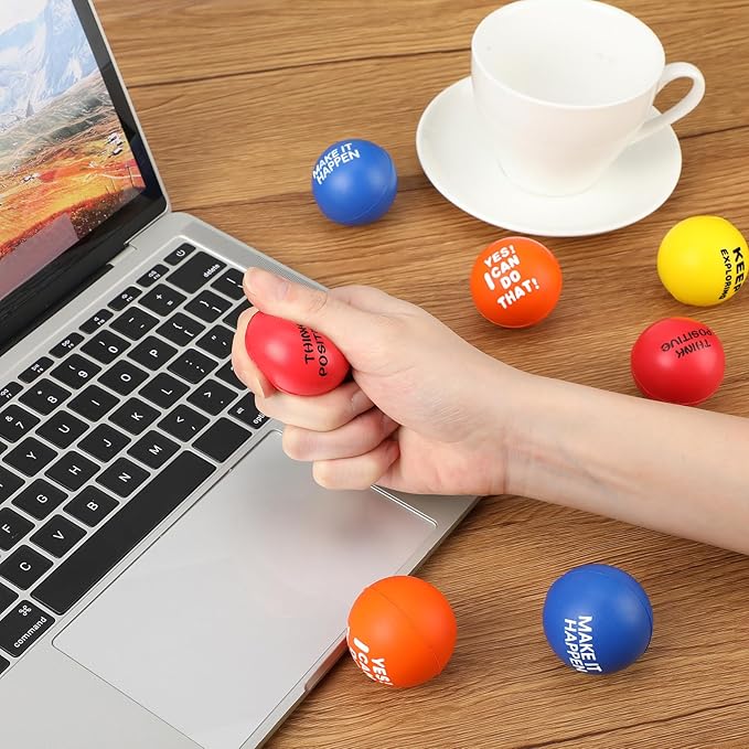 Chivao 40 Pcs Motivational Stress Balls Colorful Foam Inspirational Quotes Anxiety Relief Balls Small Funny Stress Relief Hand Exercise Gifts for Adults Teams Motivating Encouraging (Classic)