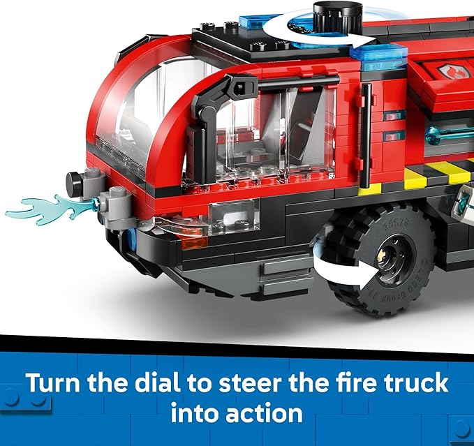 LEGO City Airport Fire Truck Kids Building Toy - Pretend Play Emergency Vehicle for Boys & Girls, Ages 7+ - Fire Engine Toy W/ 4 Firefighter Minifigures - Gift Idea for Birthdays - 60499