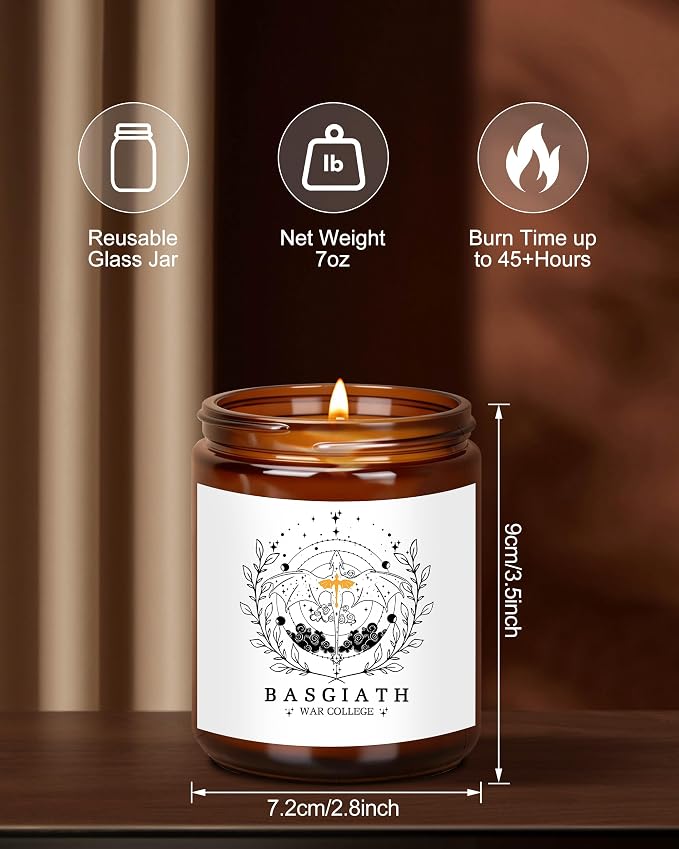 4th Wing Gift Basgiath War College Bookish 7 oz Lavender Scented Candle Relaxation Gifts Book Lover Gift Fantasy & Literature Inspired Scented Jar Candle (Candle-Basgiath War)