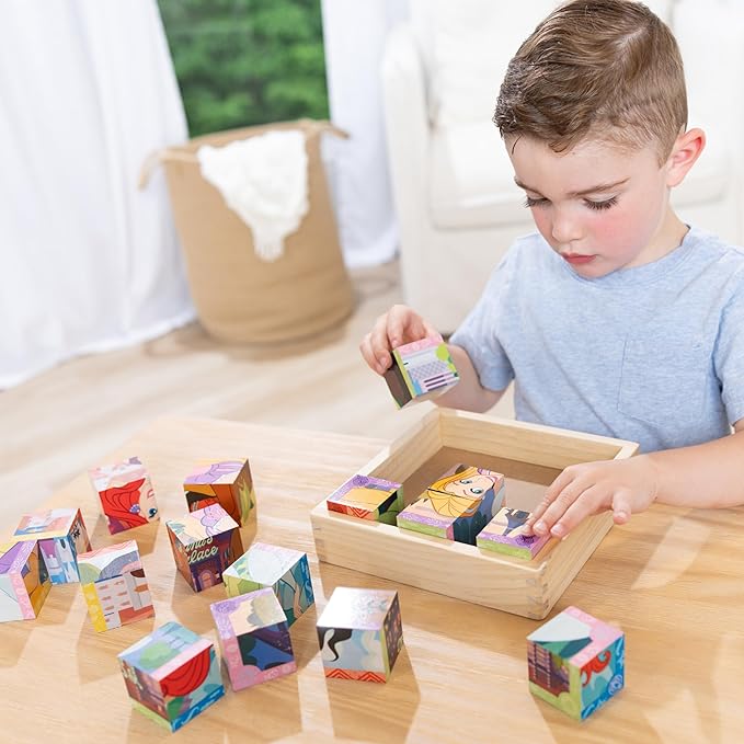 Melissa & Doug Disney Princess Wooden Toy Cube Puzzle Blocks for Boys and for Girls 3+ - FSC Certified