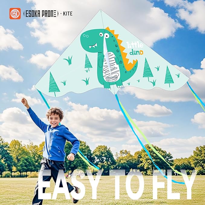 2 Piece Set Dinosaur Kites, Easy to Fly for Beginner, Perfect Kite for Kids and Adults, for Beach and Park, Kids Kite and Adult Kites for Outdoor Games & Activity. (Dinosaur, 2)