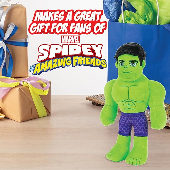 Marvel Spidey and His Amazing Friends 8" Incredible Hulk Plush - Spider-Man Stuffed Animal Toy Figure - Officially Licensed - Spider-Verse Gift for Kids, Boys, Girls