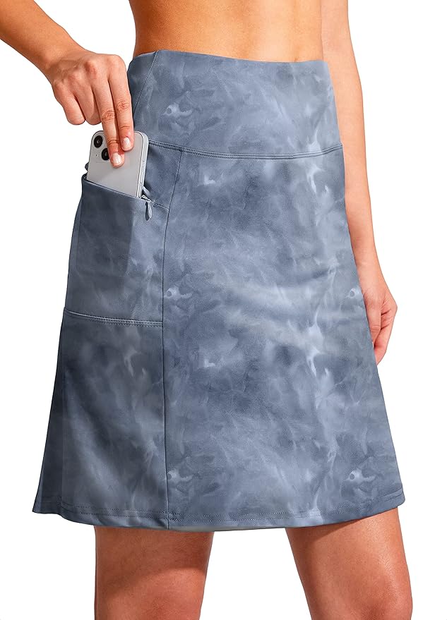 19" Ruffled Golf Skirts for Women | 3 Zipper Pockets, Knee Length, High Waisted, Long Skorts for Athletic, Casual, Tennis, Pickleball