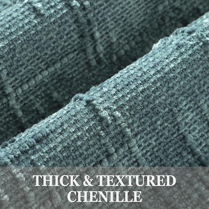 decorUhome Textured Chenille Throw Pillow Covers 24x24 Set of 2 Teal | Fall Modern Farmhouse Soft Cozy Slubby Couch Pillow Cases Boho Decorative Pillow Cases for Bed Sofa Living Room Home Decor