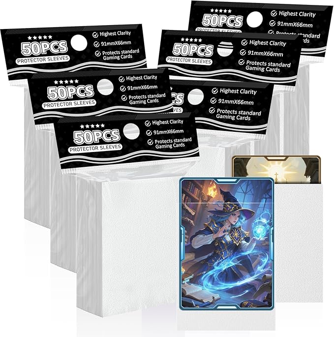 White Matte Card Sleeves for MTG, 300 Pieces Perfect Fit Standard Card Sleeves for Trading Card Sports Cards Baseball Cards TCG, Card Protector for Mini Photo, Sturdy and Nice Shuffling